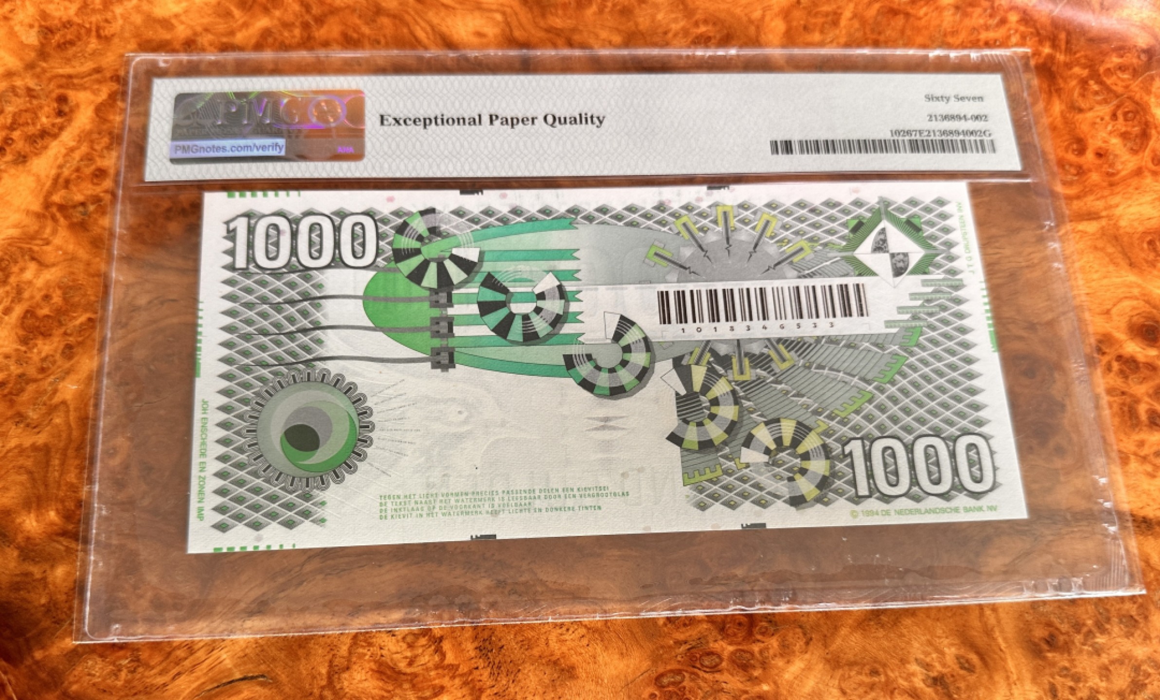 Chase Auction 第18期 - - 外钞、民国钞和人民币混合场！ 1996年荷兰1000盾，大齿轮，PMG67分！