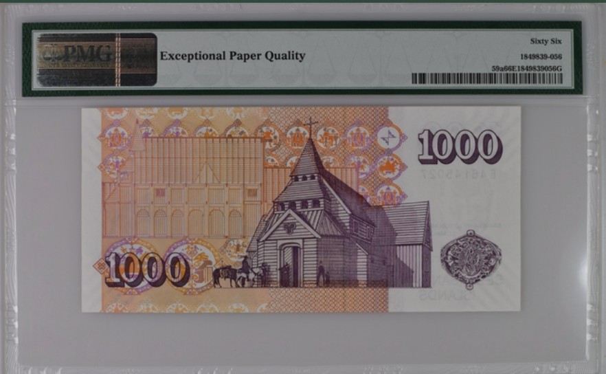 收藏联盟Quantum Auction 第235期拍卖 冰岛2001年1000克朗 PMG66