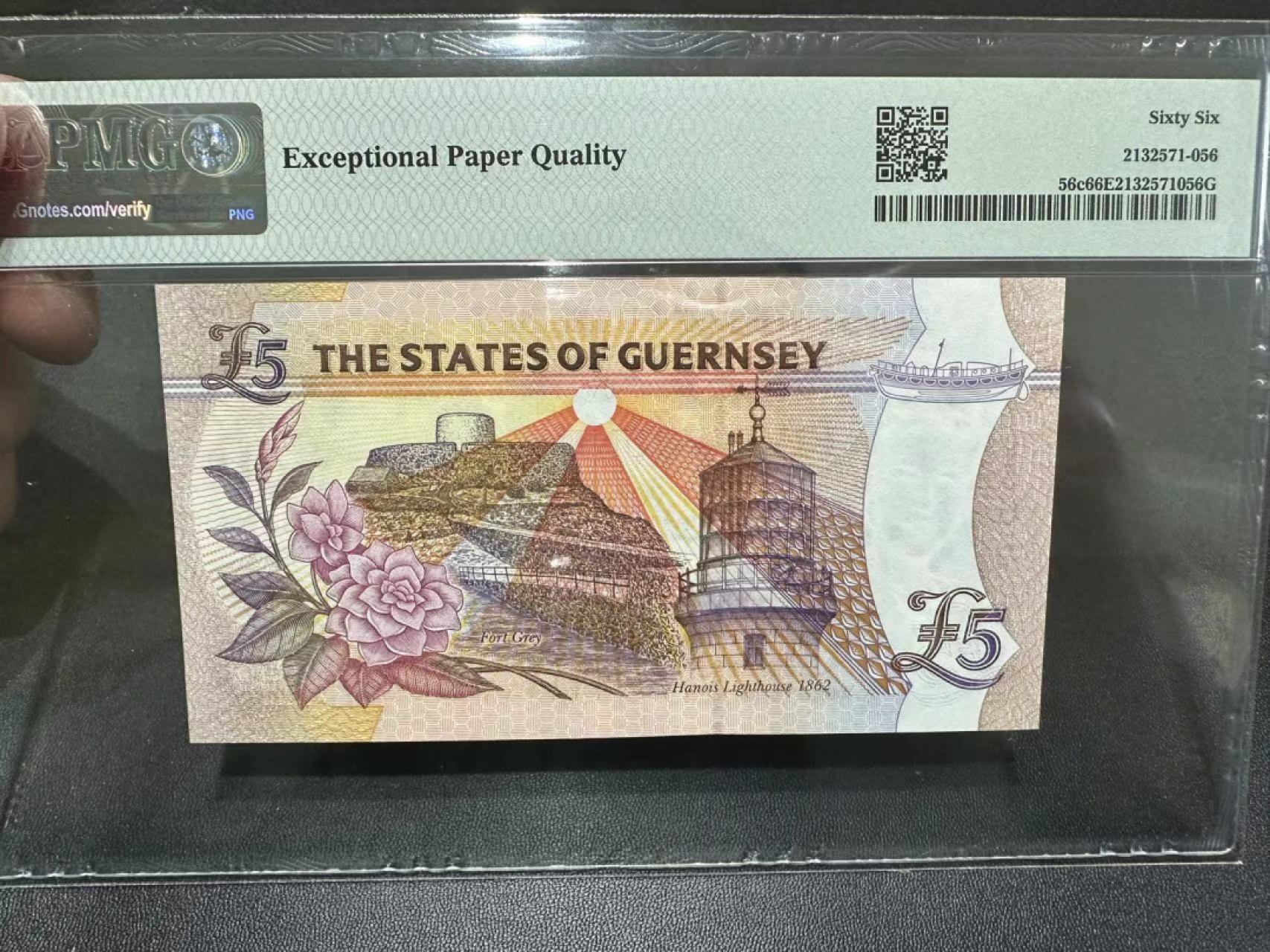 《外钞收藏家》第二百四十四期 连拍场二 1996年格恩西5镑 PMG66 无47