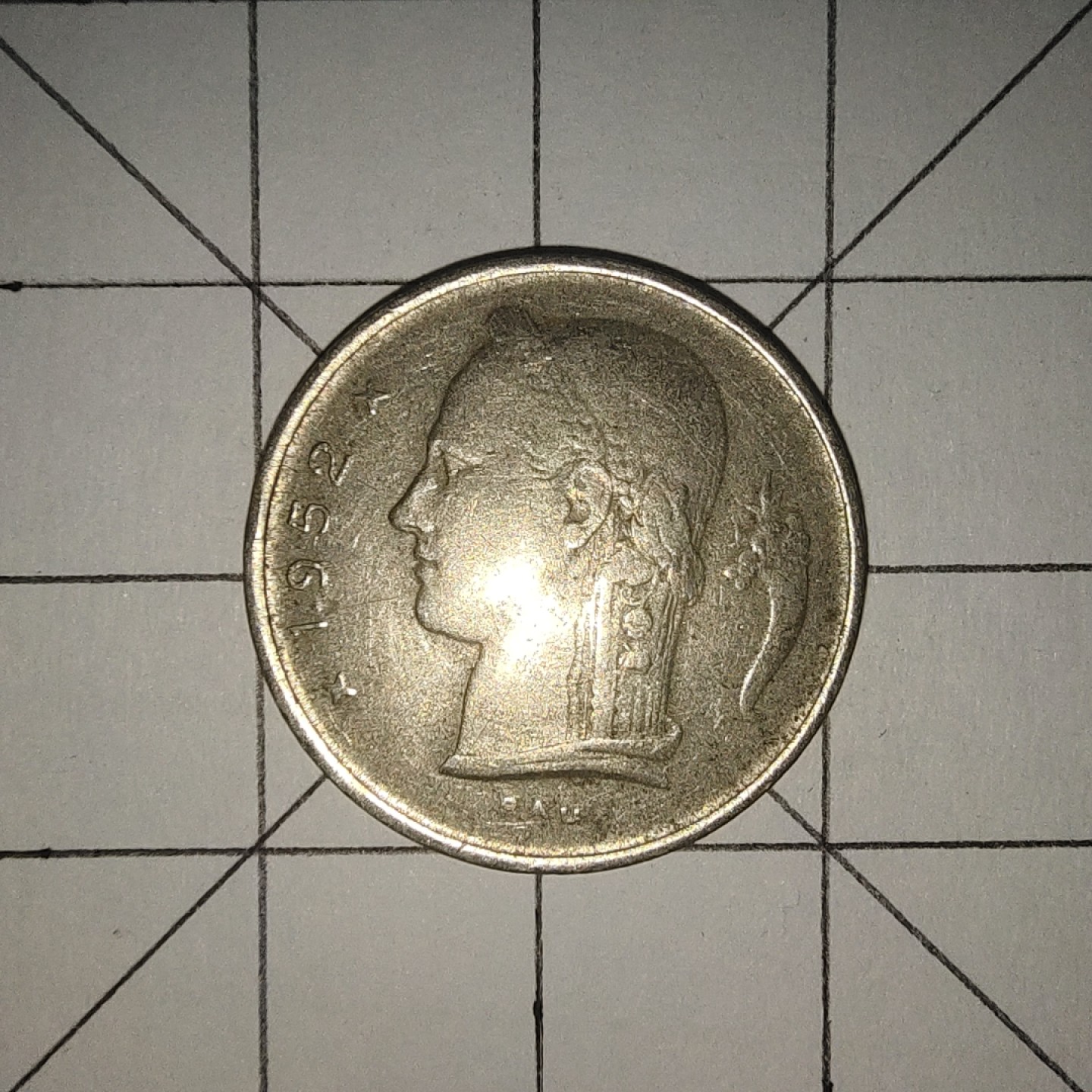 收藏之家世界硬币第12期(满20包邮，可多场累计。捡漏，无押金，无佣金) 比利时1法郎1952年