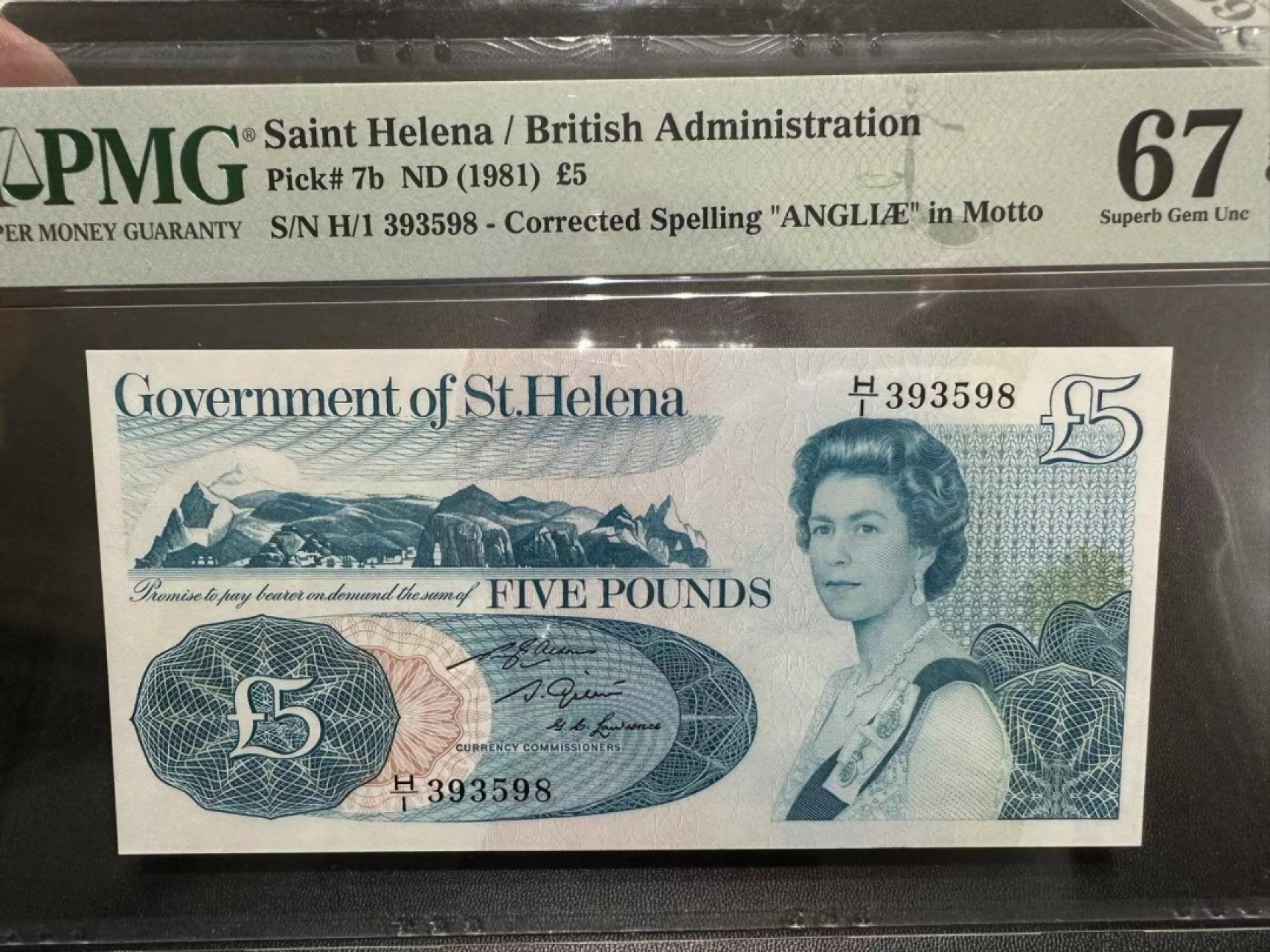 《外钞收藏家》第二百四十四期 连拍场二 1981年圣赫勒拿岛5镑 PMG67 无47尾8