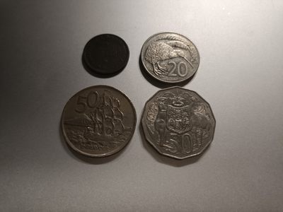 【专场20230223】环太平洋第III期——亚太地区钞/币专场 - 【拍品001B】亚太地区混合硬币批量四枚流通好品（黑不溜秋那个是葡属澳门）