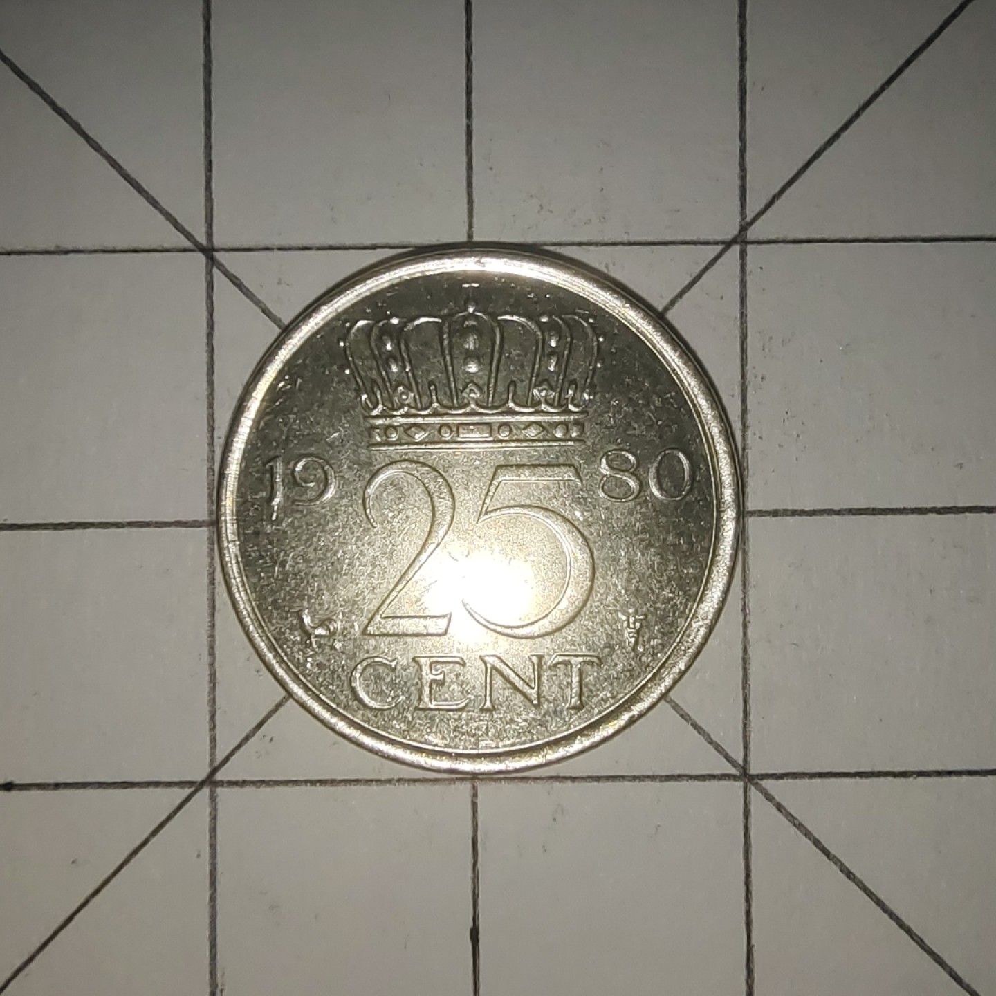 收藏之家世界硬币第12期(满20包邮，可多场累计。捡漏，无押金，无佣金) 荷兰25分1980年