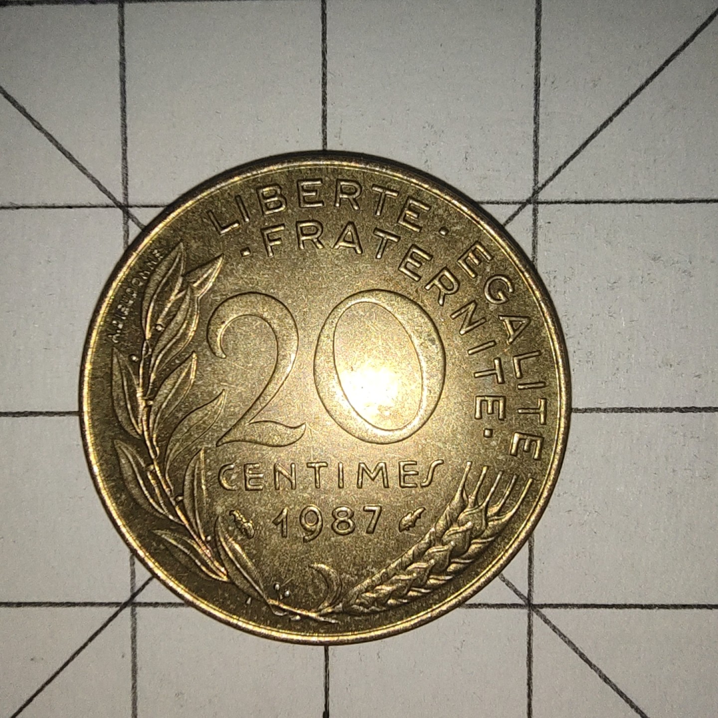 收藏之家世界硬币第12期(满20包邮，可多场累计。捡漏，无押金，无佣金) 法国20生丁1987年