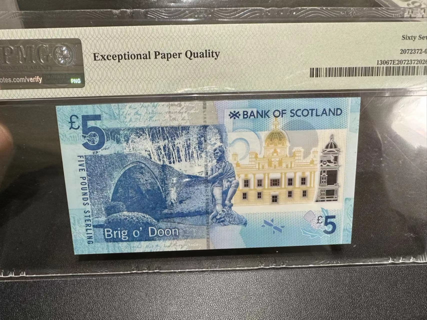 《外钞收藏家》第二百四十四期 连拍场二 2016年苏格兰5镑 PMG67 无47 AA冠