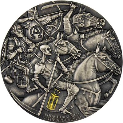 【海寧潮】拍卖第六十一期 - 【海寧潮】喀麦隆2019年启示录系列1天启四骑士仿古3盎司银币原价1749