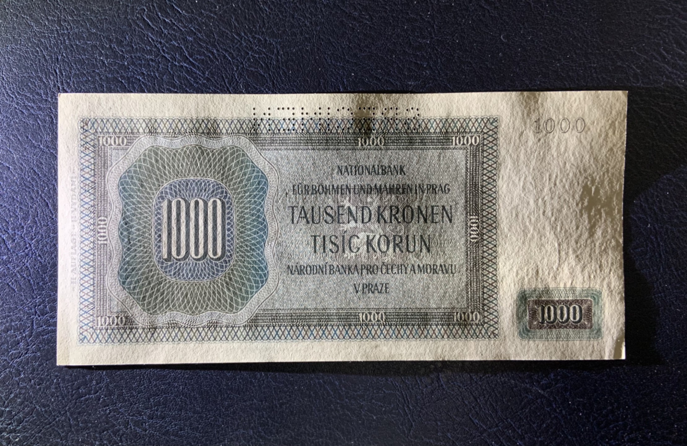 收藏联盟Quantum Auction 第235期拍卖 波西米亚和摩拉维亚1942年1000克朗样票 品相UNC- 查理大桥的设计者 建筑家 彼得帕德勒