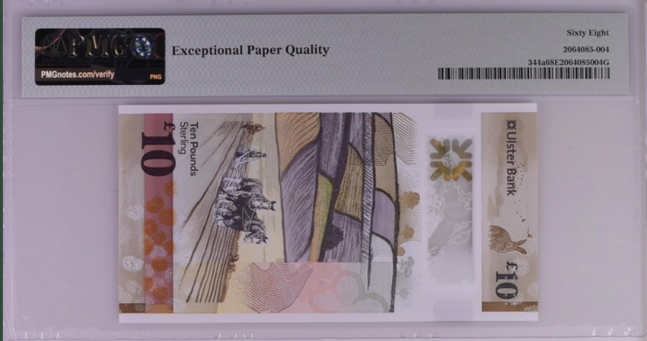 收藏联盟Quantum Auction 第235期拍卖 北爱尔兰优斯特银行2018年10镑 PMG68 无47 雷达号