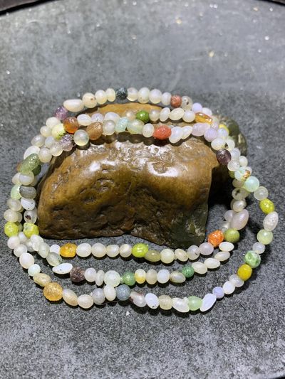 精美天然戈壁阿拉善多彩小米珠手串(手缠，项链)一条， - 精美天然戈壁阿拉善多彩小米珠手串(手缠，项链)一条，
