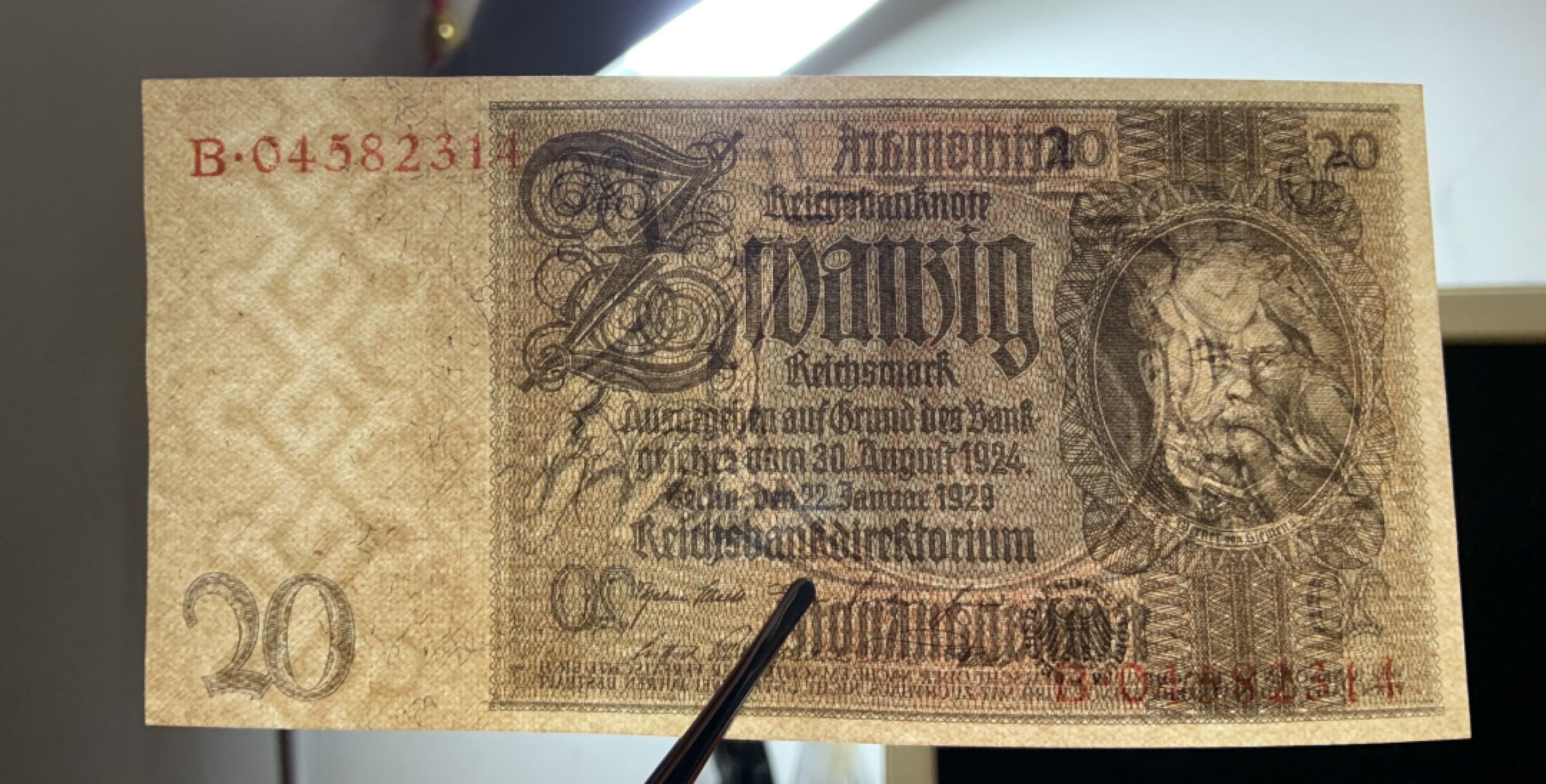 收藏联盟Quantum Auction 第235期拍卖 德国(魏玛共和)1929年20马克 品相UNC 西门子公司创始人 维尔纳 .冯.西门子