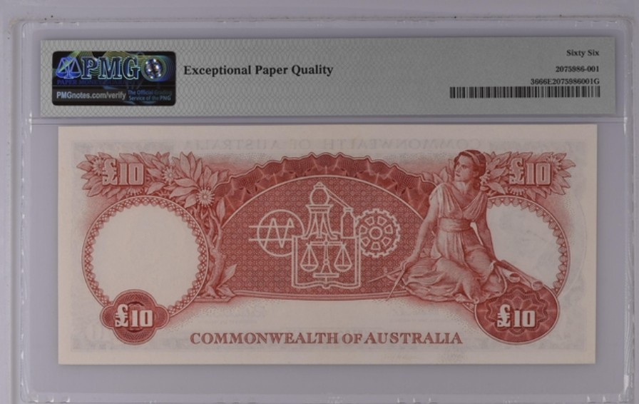 收藏联盟Quantum Auction 第235期拍卖 澳大利亚1960-65年10镑 PMG66 澳大利亚珍品 最高面值 冠军分 军事家 悉尼殖民地建立者 亚瑟菲利普上将