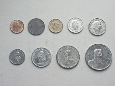 钱币专场第十一期 - 瑞士（1生丁-5瑞士法郎9枚全套）