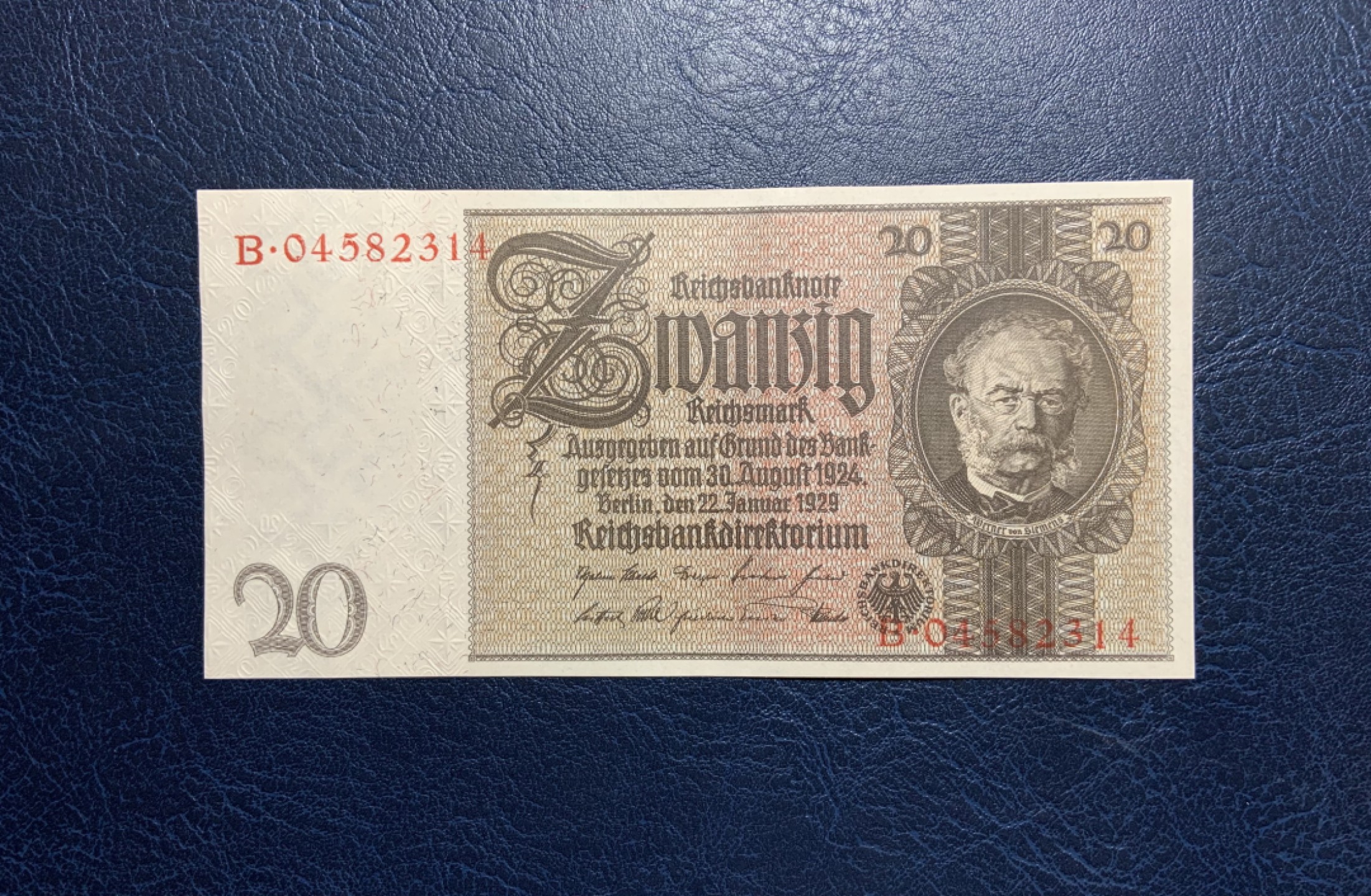 收藏联盟Quantum Auction 第235期拍卖 德国(魏玛共和)1929年20马克 品相UNC 西门子公司创始人 维尔纳 .冯.西门子