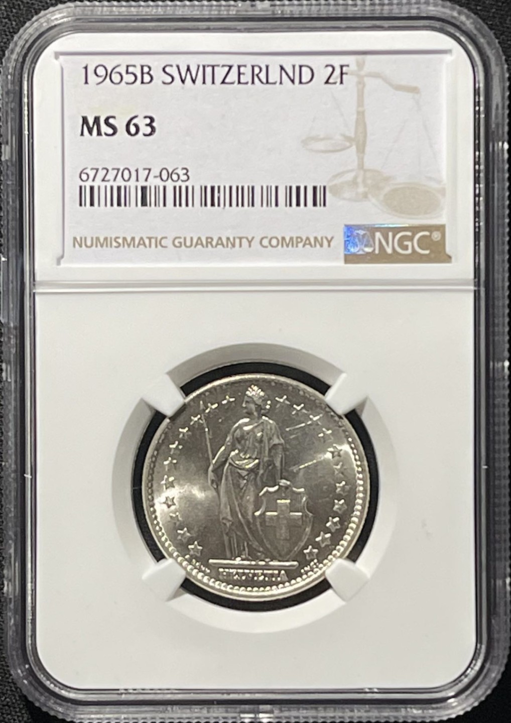 瑞士1965年赫尔维蒂亚2法郎银币NGC MS63 - 紫瑗钱币- 紫瑗钱币- 麦稀奇