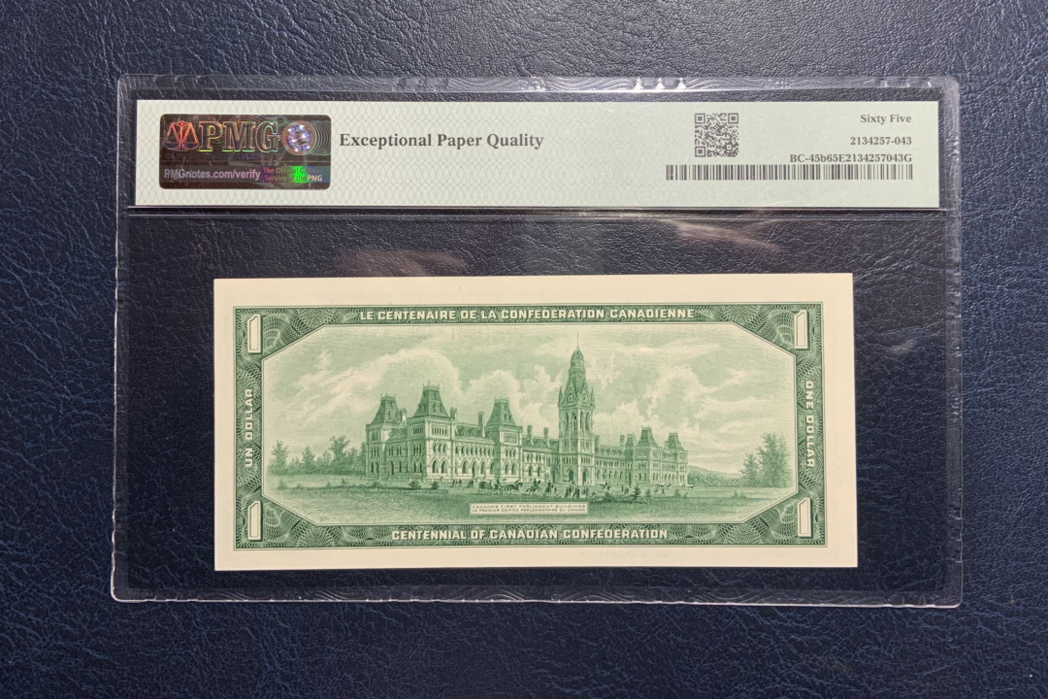 收藏联盟Quantum Auction 第235期拍卖 加拿大1967年1元议会百年纪念钞 PMG65 稀少带编号纪念钞