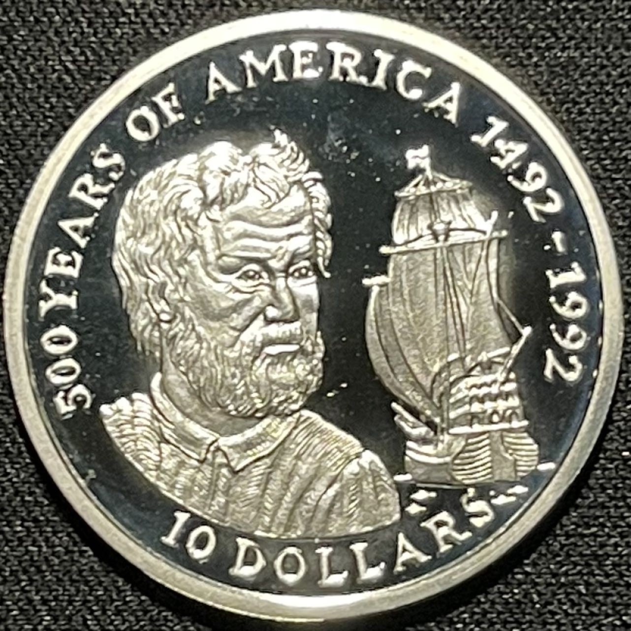 紫瑗钱币——第264期拍卖 库克群岛 1990年 发现美洲500周年系列 雅克卡地亚 10元 10克 0.925银 精制