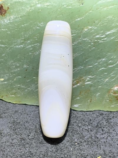 精美马达加斯加天眼千层纹海洋玉髓桶珠一颗， - 精美马达加斯加天眼千层纹海洋玉髓桶珠一颗，