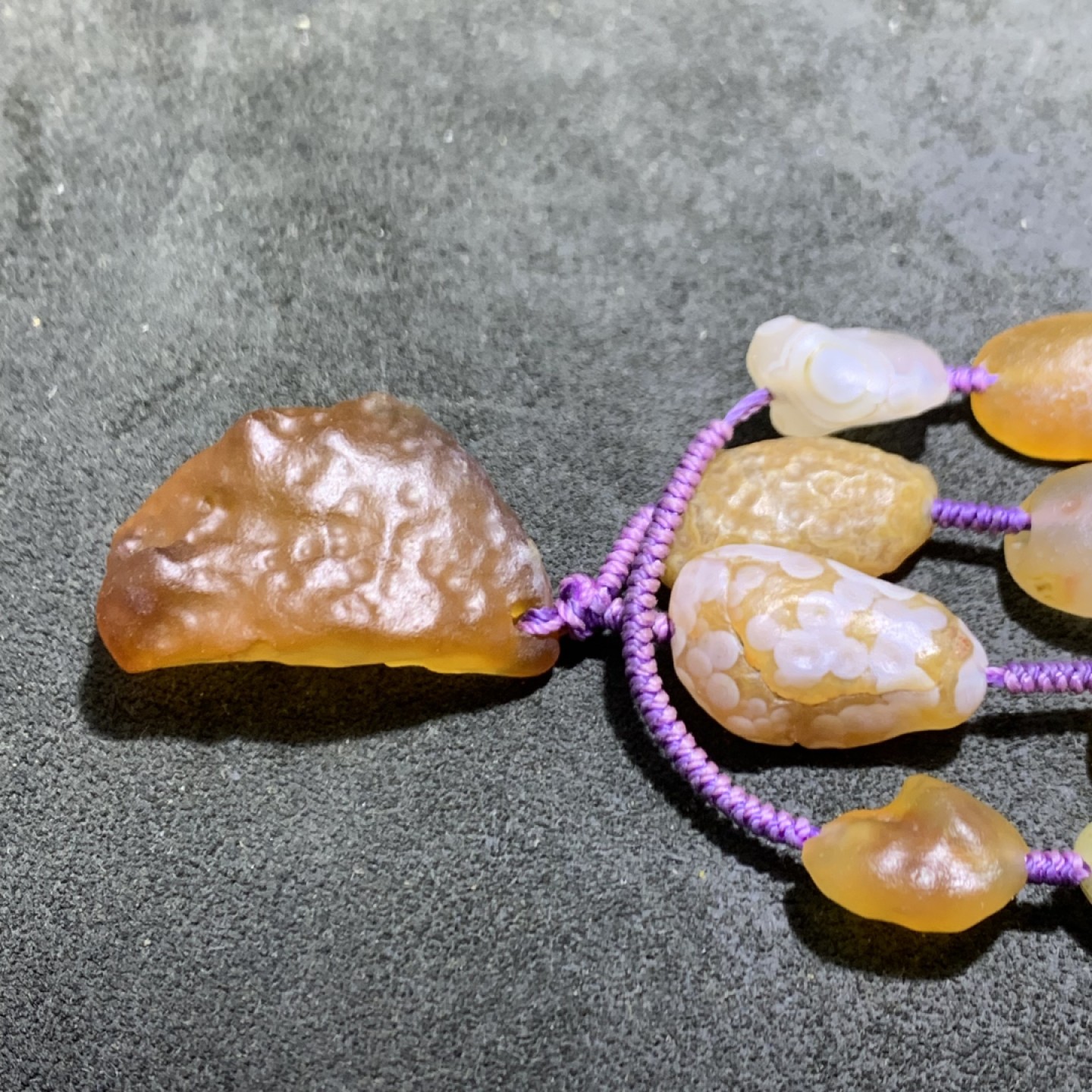 精美戈壁大颗粒彩眼玛瑙编织多圈手缠（项链）一条