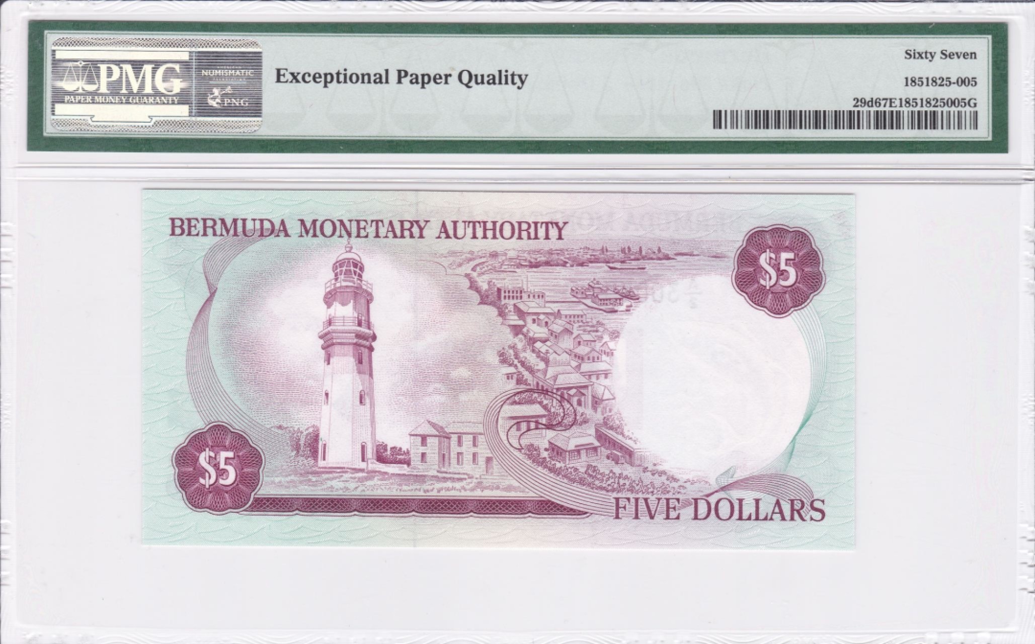 收藏联盟Quantum Auction 第236期拍卖 百慕大1988年5元 PMG67 灯塔