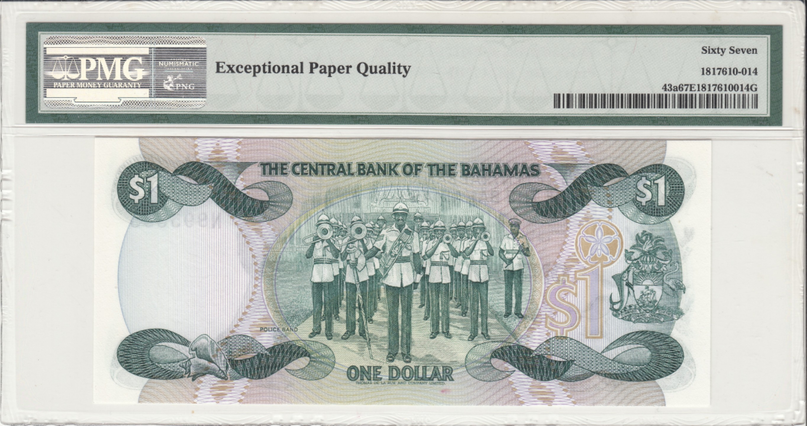 收藏联盟Quantum Auction 第236期拍卖 巴哈马1984年1元 PMG67 