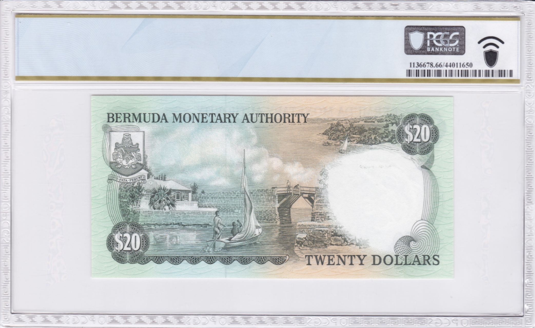收藏联盟Quantum Auction 第236期拍卖 百慕大1984年20元 PCGS66 号码无3457 倒置号 