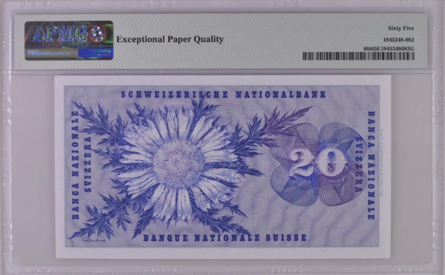 收藏联盟Quantum Auction 第236期拍卖 瑞士1972年20法郎 PMG65 