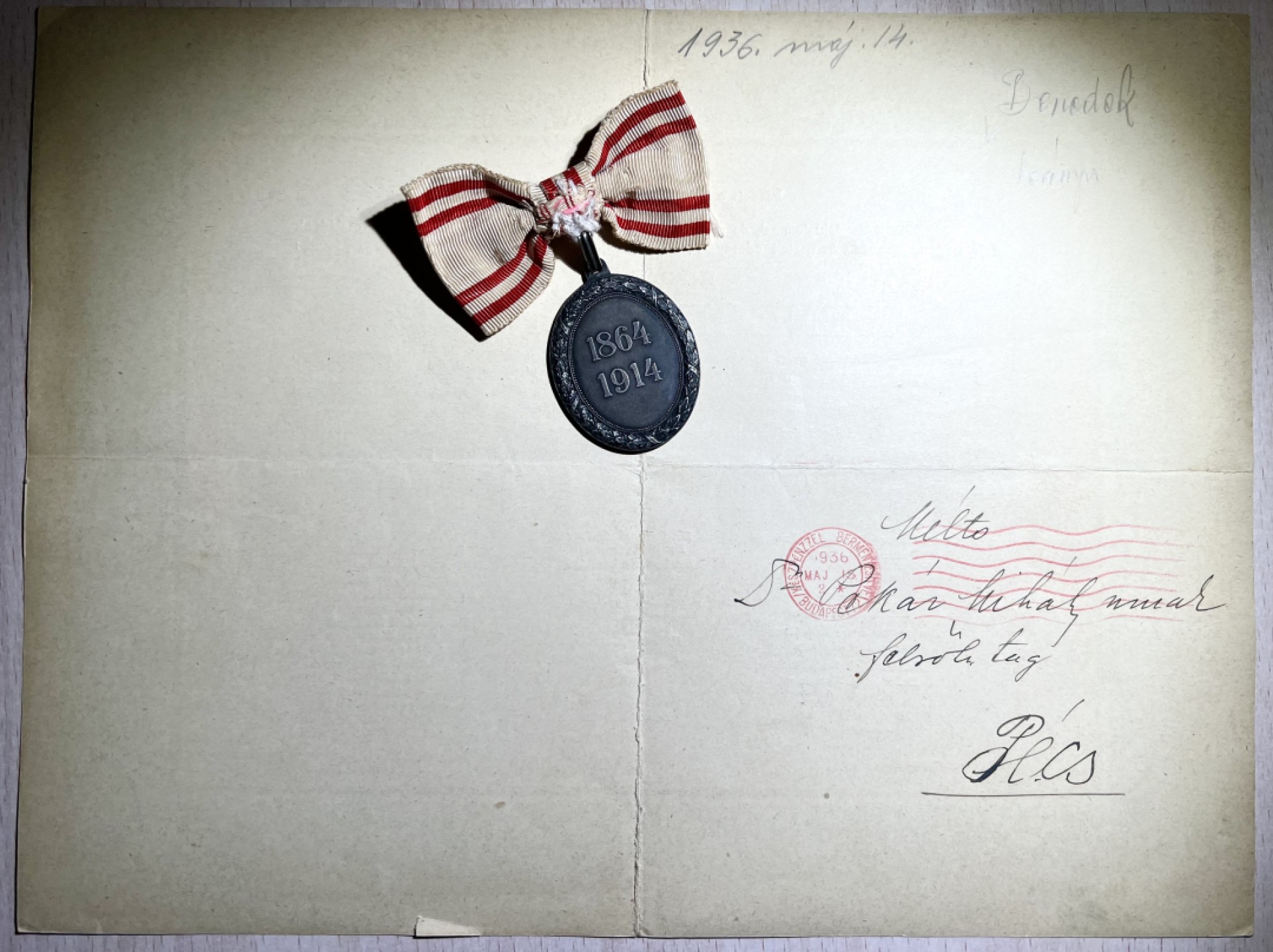 大猫徽章拍卖第217期 奥匈帝国银级女版红十字奖章（纯银制 带厂标和银标）➕匈牙利王国Benedek Sándor亲属版讣告