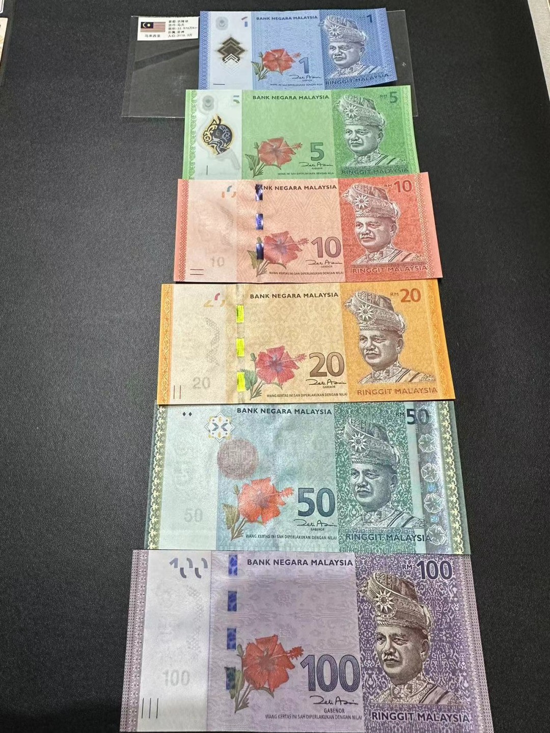 《外钞收藏家》第二百四十七期 连拍场五 马来西亚1套六张 1面额有折 起他全新