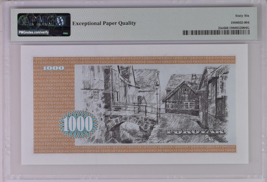 收藏联盟Quantum Auction 第236期拍卖 法罗群岛1994年1000克朗 PMG66 首发冠 A0_A