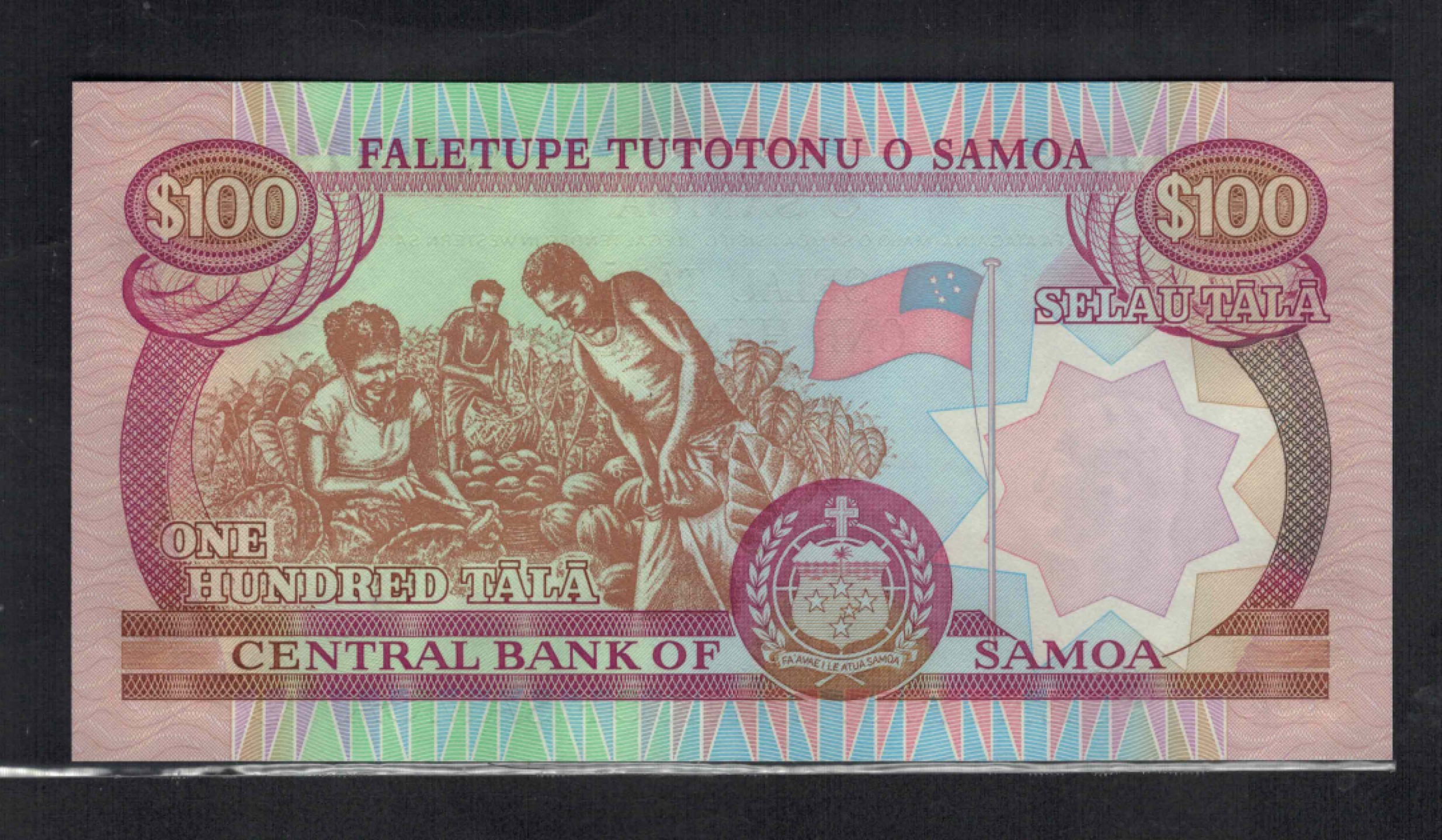 萨摩亚(西萨摩亚)100塔拉 1990年 A冠 克劳斯P-30 大洋洲 实物图 UNC