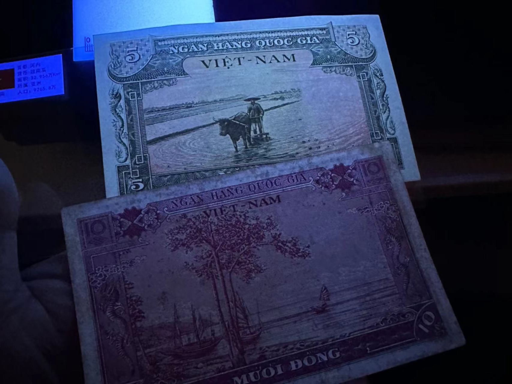 《外钞收藏家》第二百四十七期 连拍场五 越南5、10盾 两张 5近全新 10AU-有潮霉