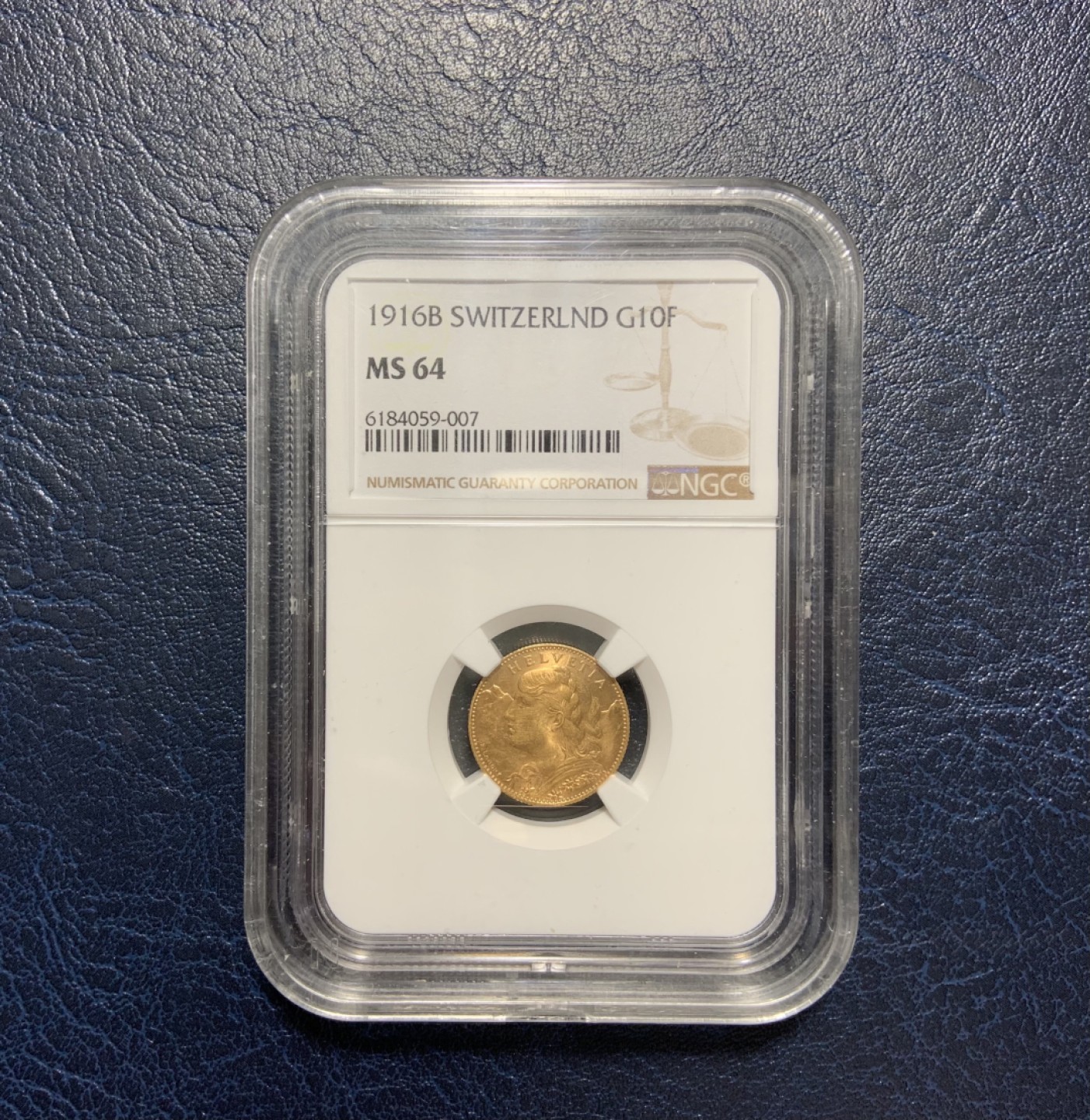收藏联盟Quantum Auction 第236期拍卖 瑞士1916年10法郎金币  NGC64 金重3.2258g 纯度90%