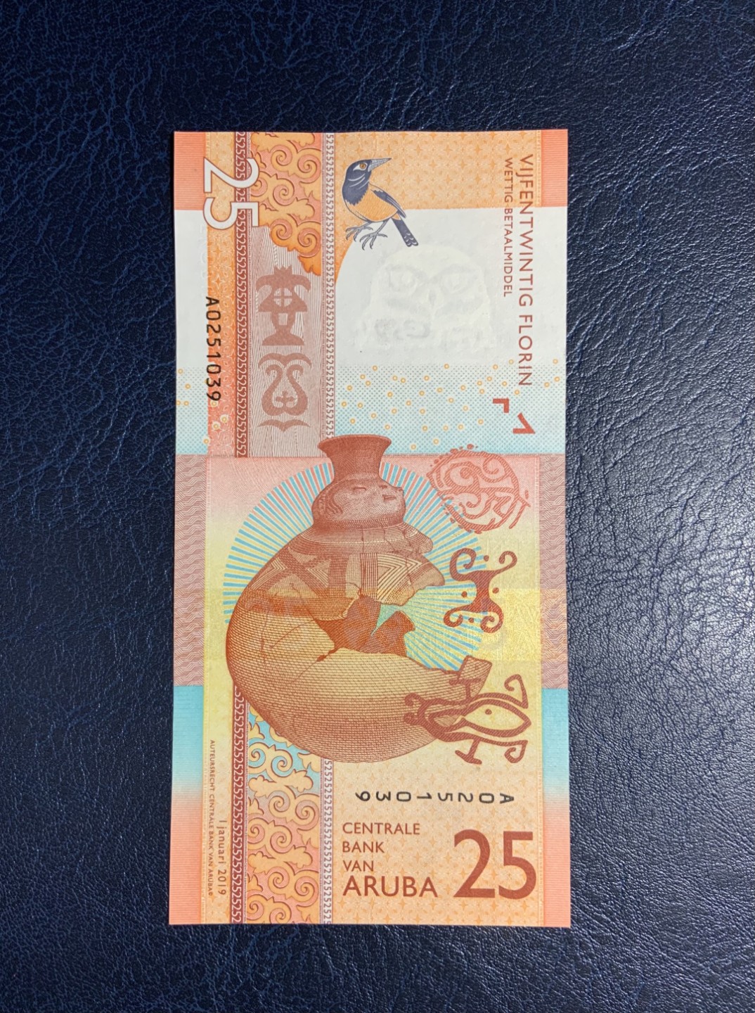 收藏联盟Quantum Auction 第236期拍卖 阿鲁巴2019年25弗洛林 品相AU 首发A冠