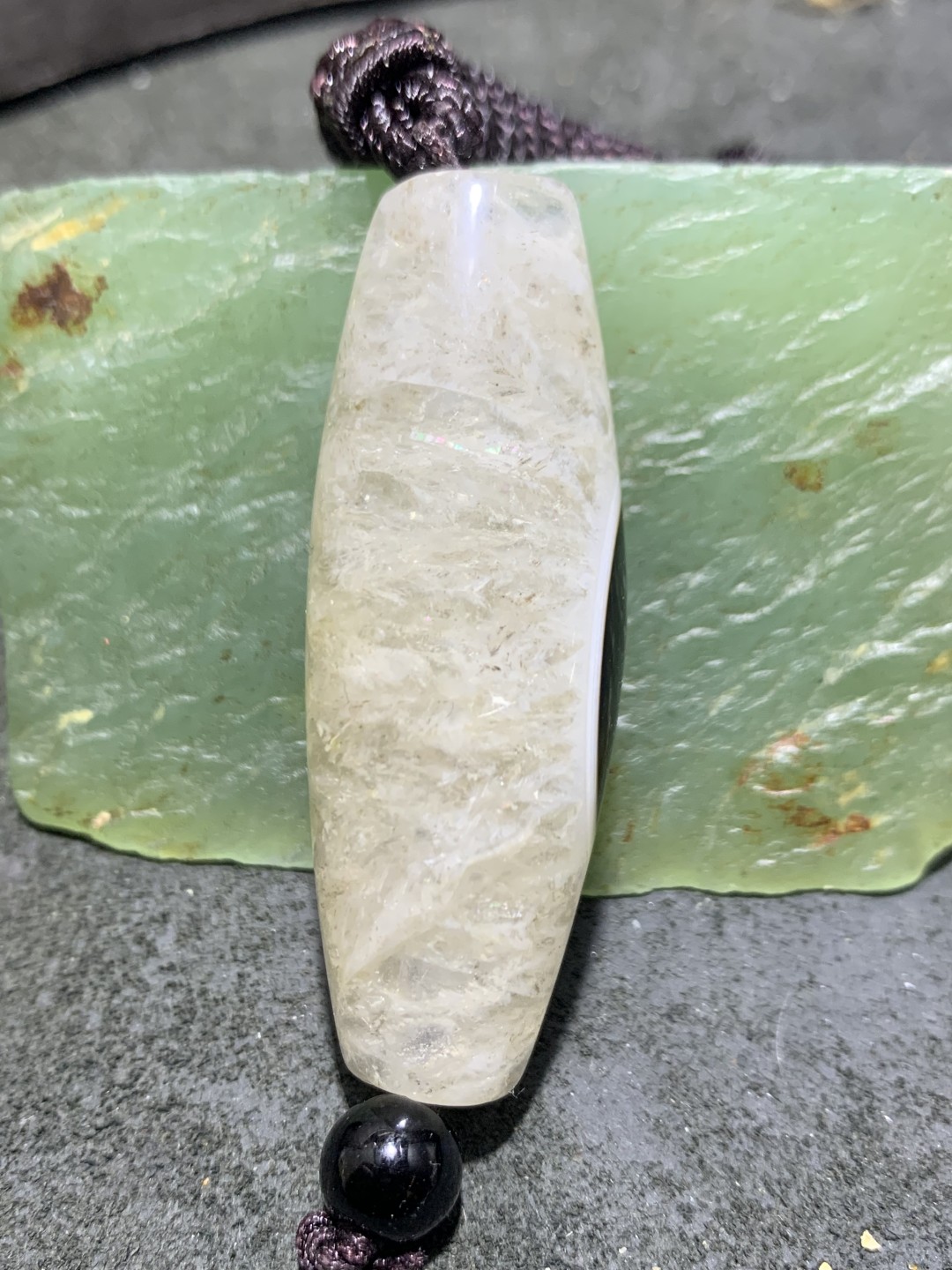 精美高玉化药师玛瑙天眼水晶天珠形大桶珠一颗，