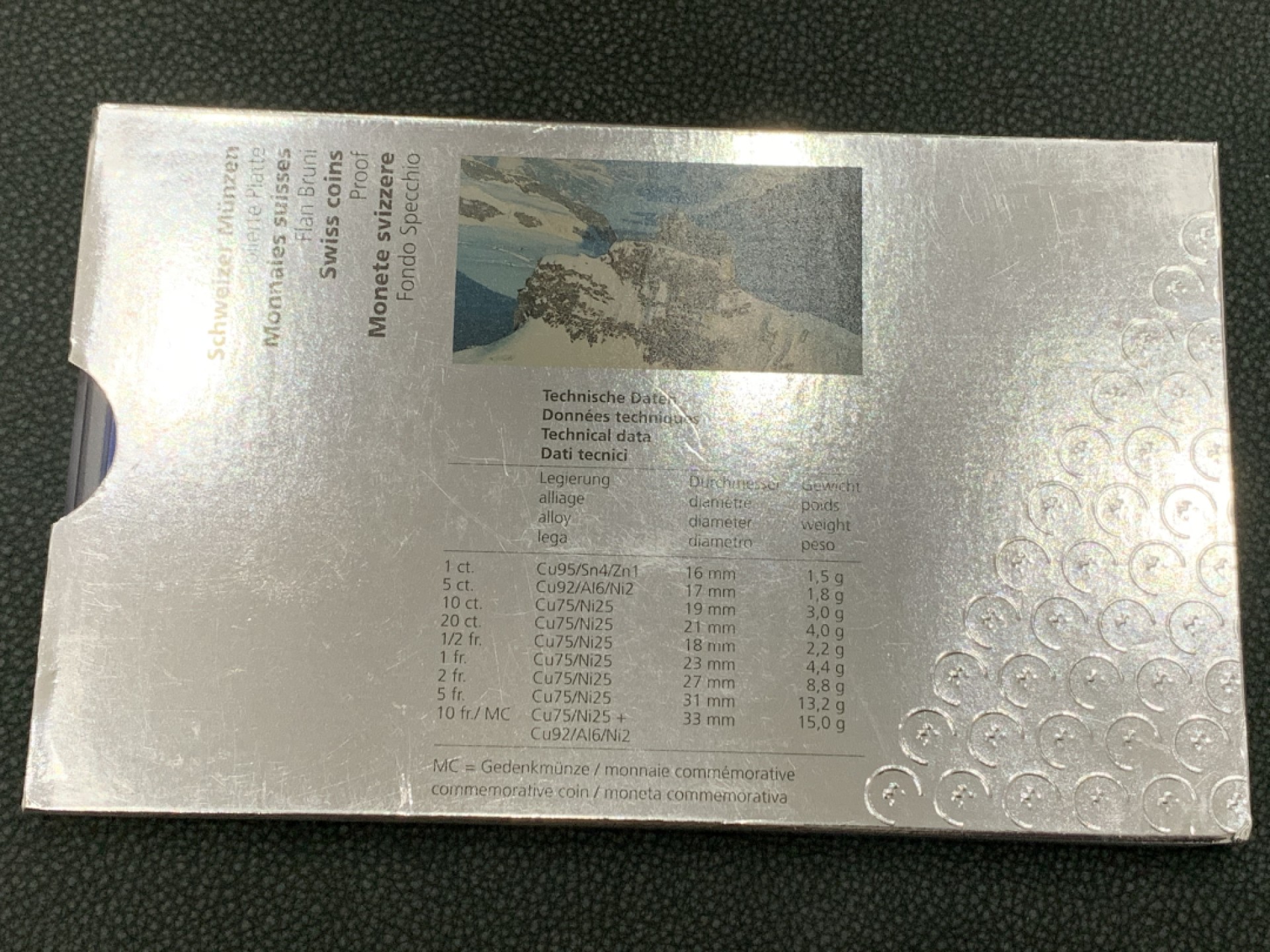 《竞宝斋》第140场-周日，周一，周四 3拍 (全场包邮) 瑞士2005年 九枚套PROOF精制套币 普通的是带法郎最大， 这套是带法郎双色币 ，非常少见