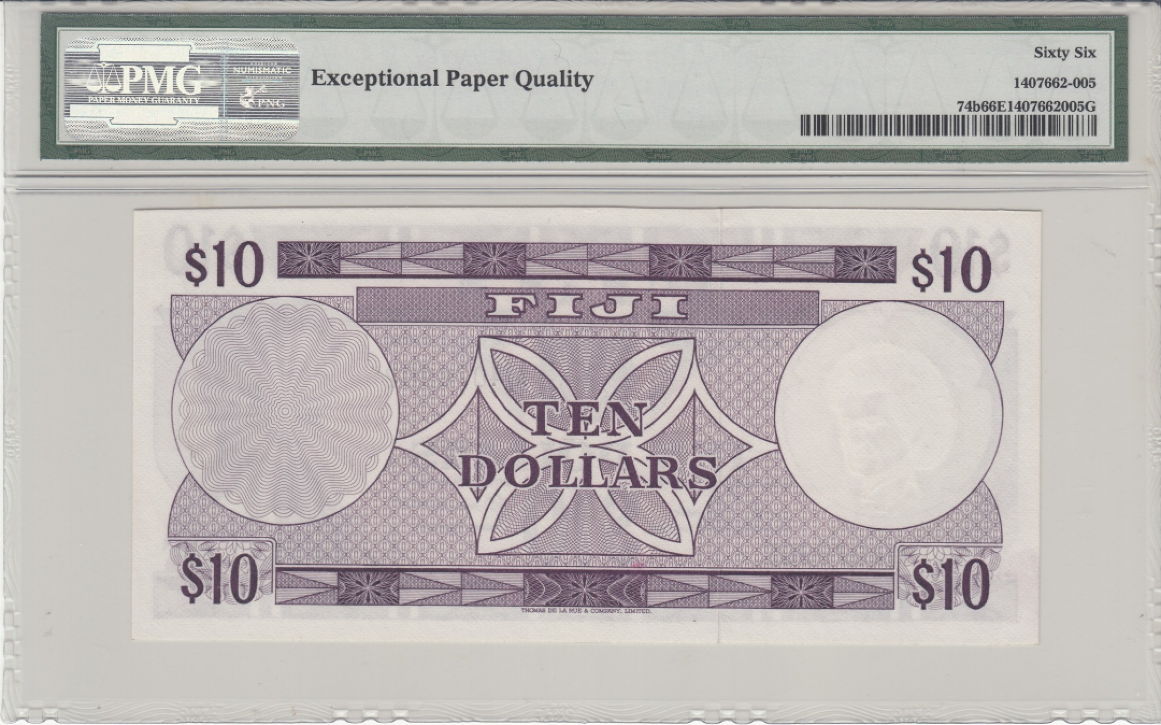 收藏联盟Quantum Auction 第237期拍卖 斐济群岛1974年10元 PMG66 稀少高面值