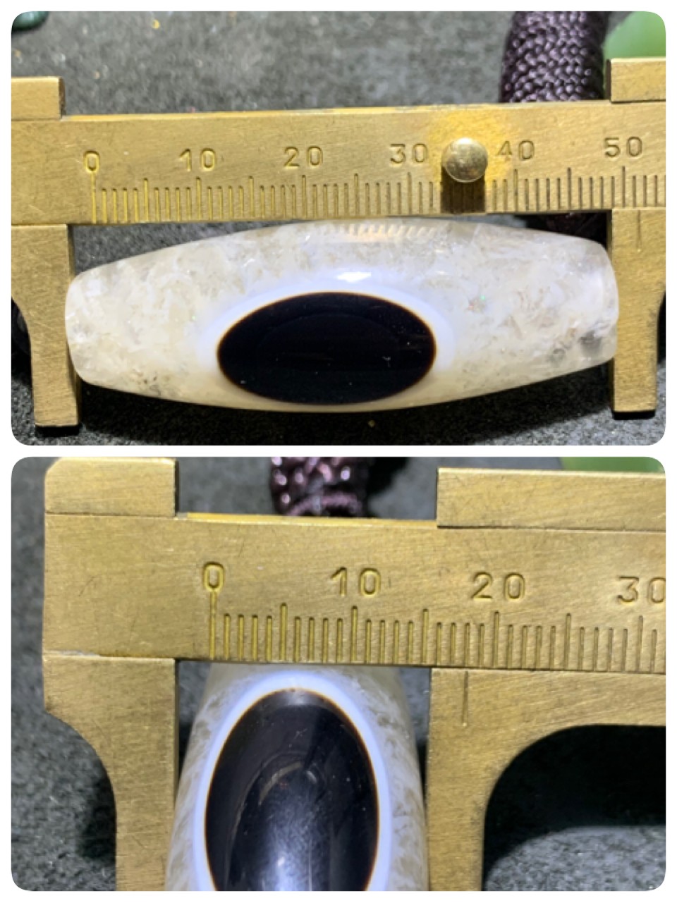 精美高玉化药师玛瑙天眼水晶天珠形大桶珠一颗，