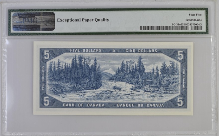 收藏联盟Quantum Auction 第237期拍卖 加拿大1954年5元 PMG65 水獭瀑布 精美景色
