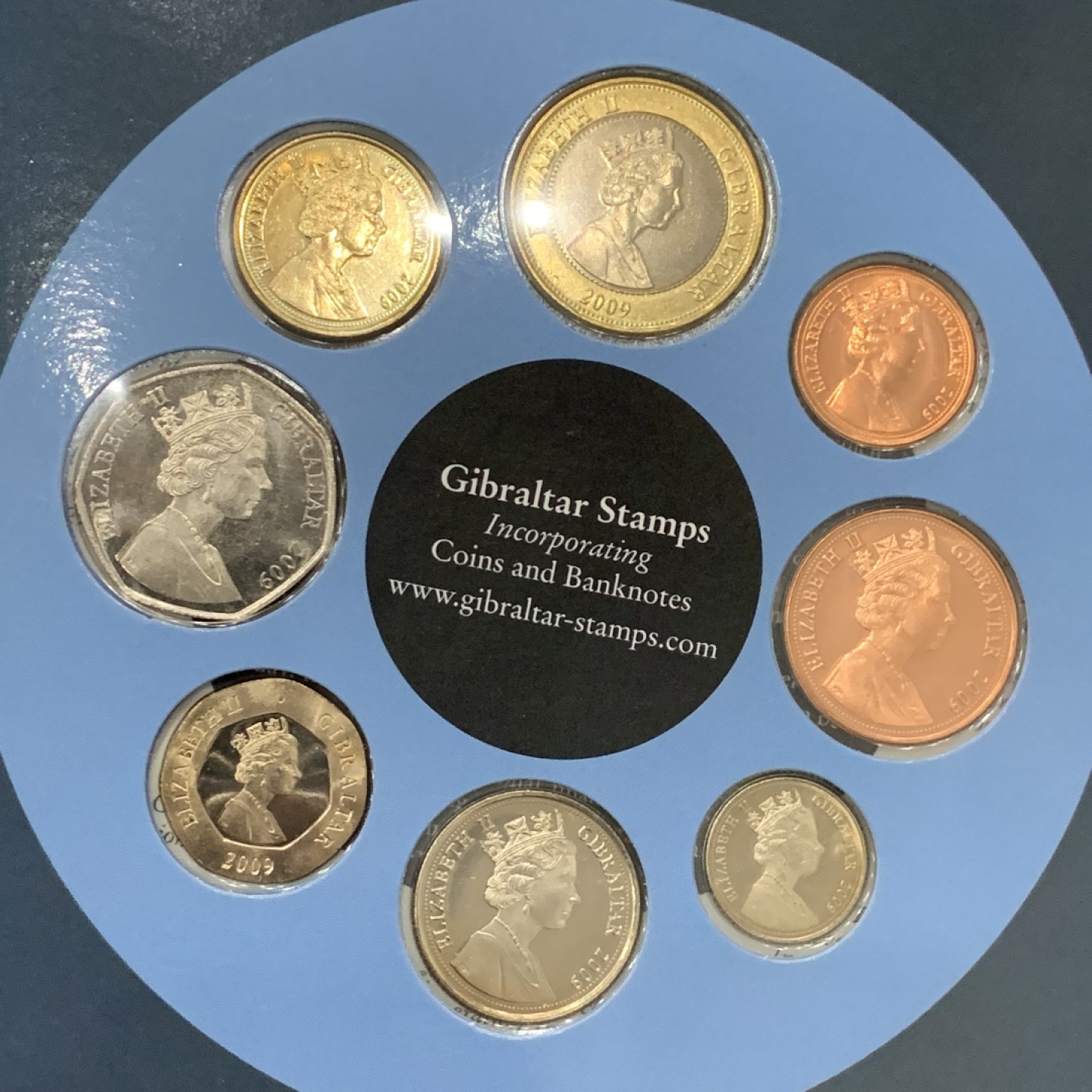 《竞宝斋》第140场-周日，周一，周四 3拍 (全场包邮) 直布罗陀2009年 八枚套不同面值 原厂封装套币