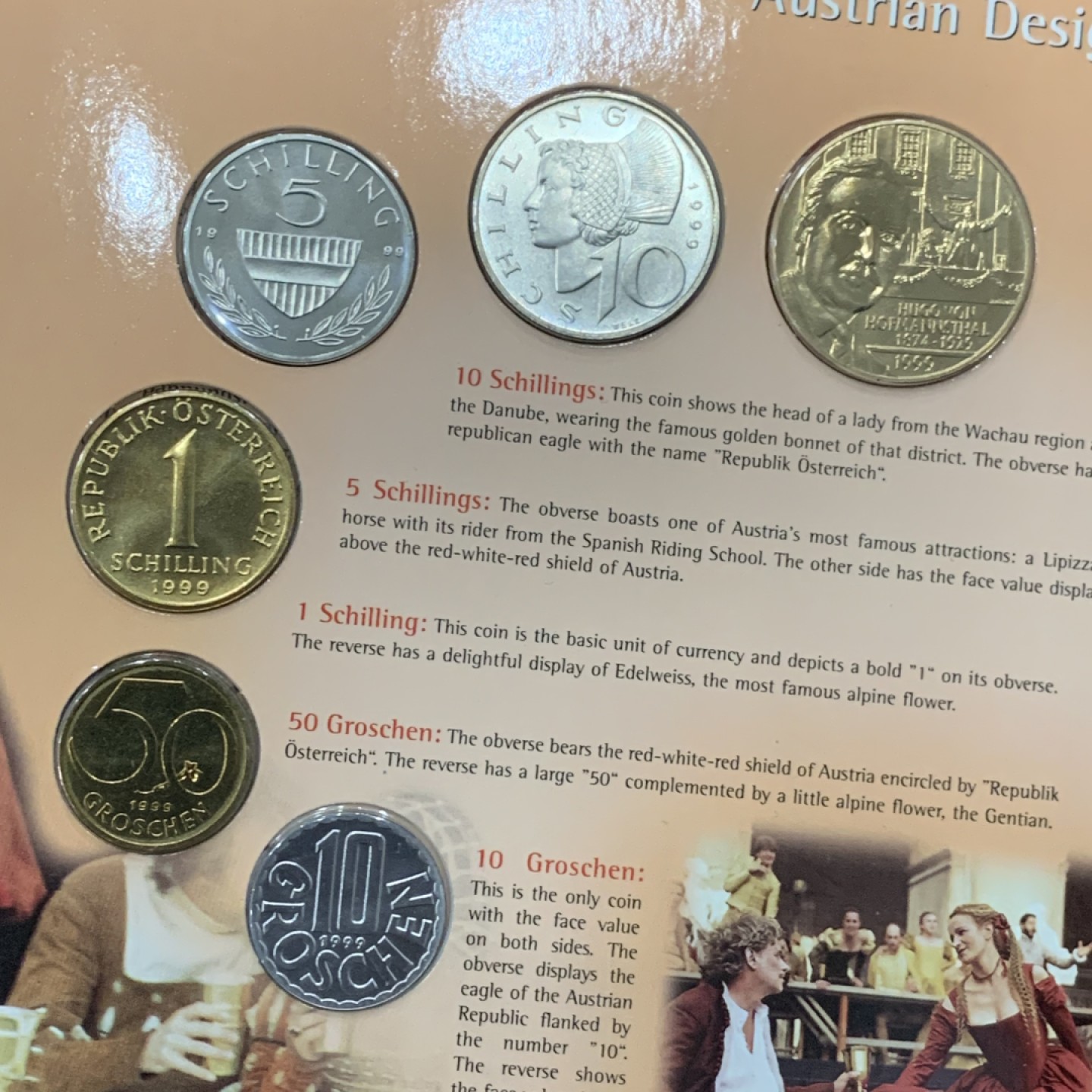 《竞宝斋》第140场-周日，周一，周四 3拍 (全场包邮) 奥地利1999年 不同面值六枚套 原厂封装套币