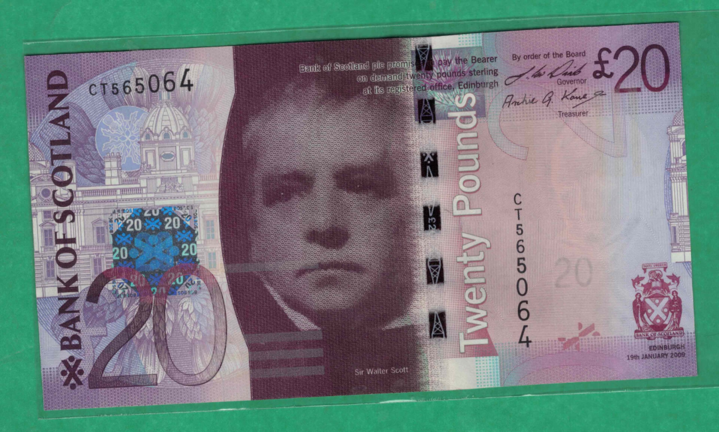 苏格兰20镑 2009年 欧洲纸币 实物如图 UNC