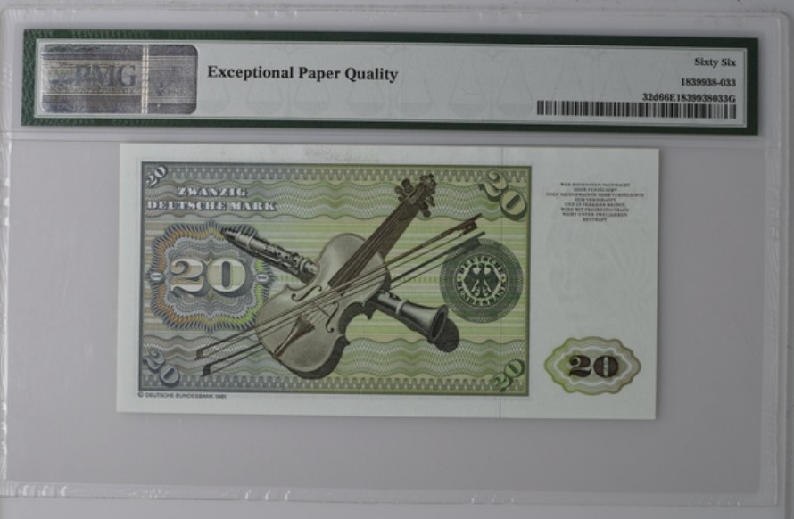 收藏联盟Quantum Auction 第237期拍卖 德国联邦1980年20马克 PMG66 丢勒名画