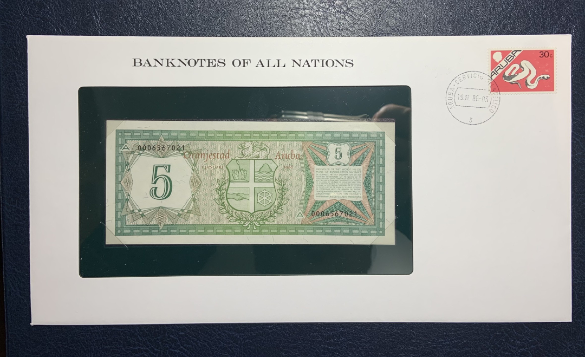 收藏联盟Quantum Auction 第236期拍卖 阿鲁巴1986年5弗洛林富兰克林邮币封 品相UNC 阿鲁巴岛医疗中心大楼
