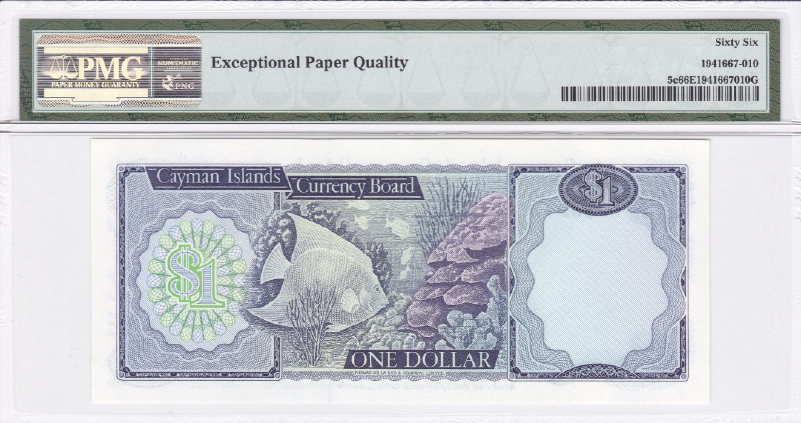 收藏联盟Quantum Auction 第237期拍卖 开曼群岛1974年1元 PMG66