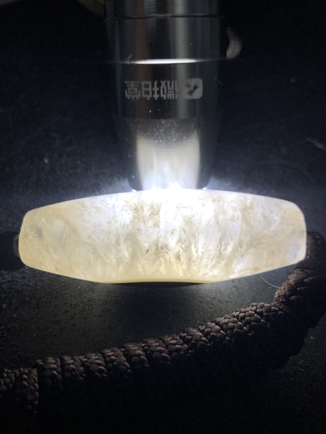 精美高玉化药师玛瑙天眼水晶天珠形大桶珠一颗，