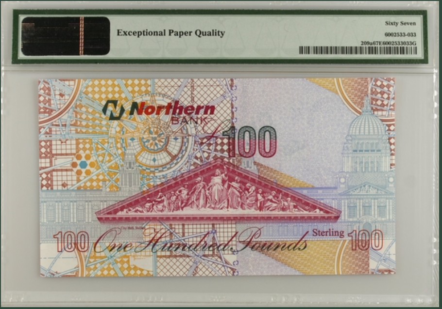 收藏联盟Quantum Auction 第237期拍卖 北爱尔兰2005年100镑 PMG67