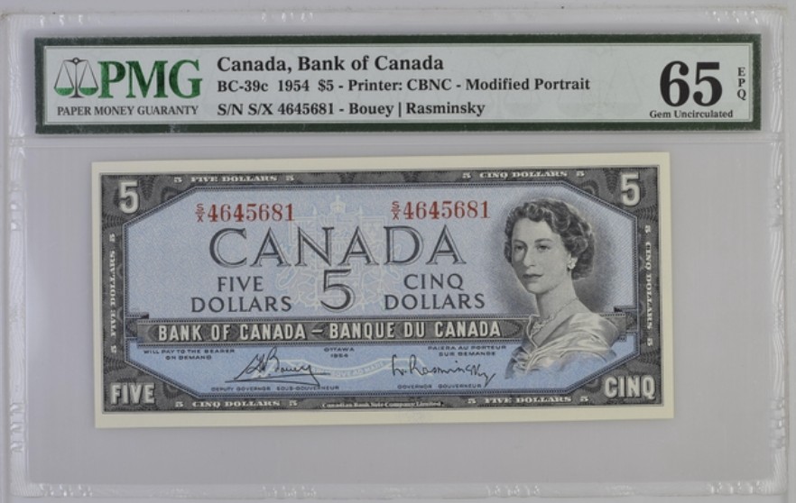 收藏联盟Quantum Auction 第237期拍卖 加拿大1954年5元 PMG65 水獭瀑布 精美景色