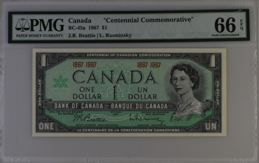 收藏联盟Quantum Auction 第237期拍卖 澳大利亚1967年1元议会纪念钞 PMG66