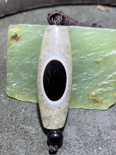 精美高玉化药师玛瑙天眼水晶天珠形大桶珠一颗， - 精美高玉化药师玛瑙天眼水晶天珠形大桶珠一颗，