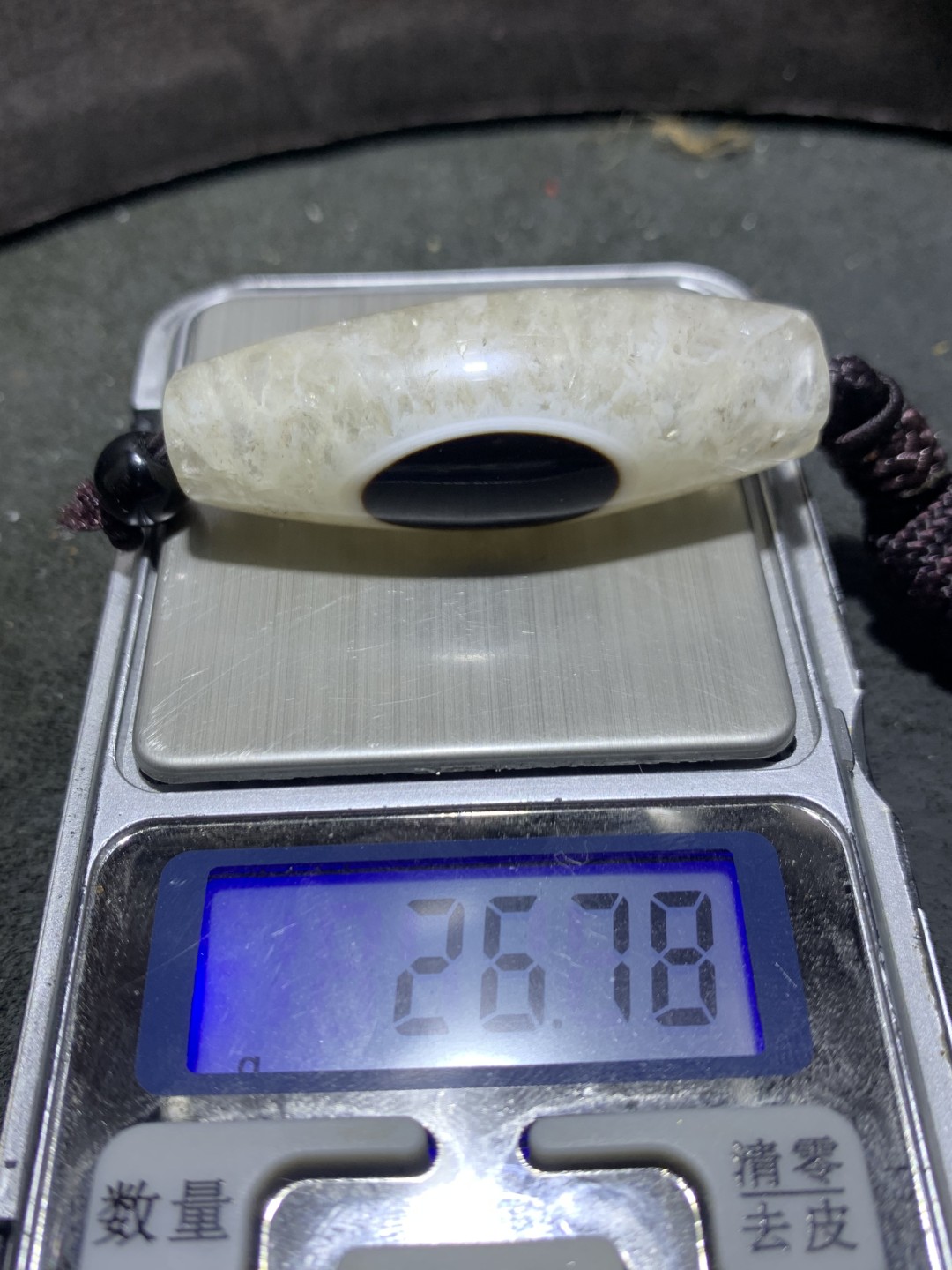 精美高玉化药师玛瑙天眼水晶天珠形大桶珠一颗，